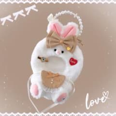 おめかし♡びっくリボン♡しろうさぎ♡ちびぐるみおすわりぬい服のサムネイル