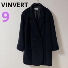 VINVERT】ダブルブレスト ロングコート コクーン ブラック ウール黒 9 