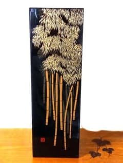 会津塗 漆器 花瓶 角型 竹蒔絵 直径9cm✕高さ27cm - メルカリ