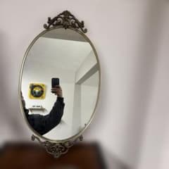 アンティーク 壁掛け鏡 楕円形 ヴィンテージ レトロ - メルカリ