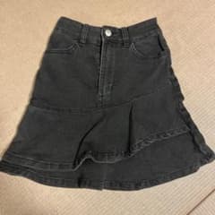 ブラック　ダークグレー デニム フレアスカートxs y2k パンク　グランジのサムネイル