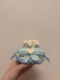 平成女児風　ミニ巾着　AirPodsケース　ハンドメイド　編み物のサムネイル
