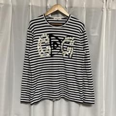 COMME des GARÇONS 長袖カットソー ボーダー ボタンロゴ L
