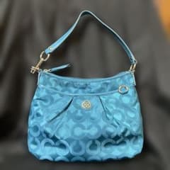 coach ハンドバッグ エメラルドブルー エナメル - メルカリ