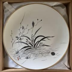 横山大観 「春蘭」陶画 八寸絵皿のサムネイル