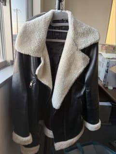 GUESS フェイクレザー ムートンコート ボアジャケット