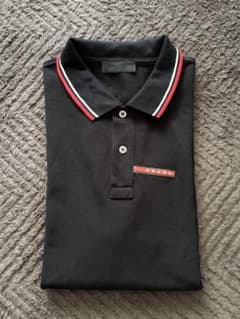 PRADA ブラック ポロシャツ ストライプ襟 XL - メルカリ