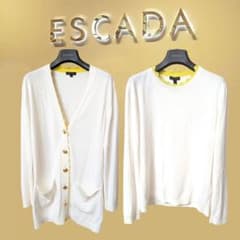 美品 ESCADA エスカーダ カーディガン ニット ２枚Set ホワイト 長袖のサムネイル