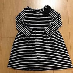 BeBe ボーダー 肩リボン ワンピース 120のサムネイル