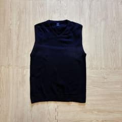 00s OLD GAP コットンVネックニットベスト 紺 Mのサムネイル