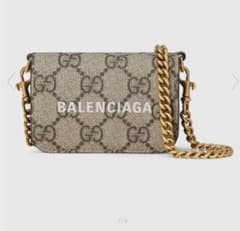 GUCCI BALENCIAGA コラボ 三つ折り財布 チェーン付きのサムネイル