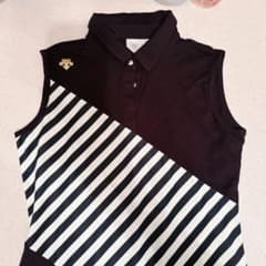DESCENTE GOLF ノースリーブシャツ 黒/白のサムネイル