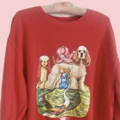 イラストレーターさぶ　山脈DOG スウェット　レトロ　犬　アニマルプリント