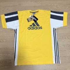 90s アディダス 半袖Tシャツ 黄 L メンズ デッドストック 万国旗