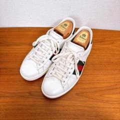 GUCCI グッチ レザースニーカー シェリーライン 26㎝ GUCCI グッチ シェリーライン オールレザー スニーカー ホワイト 26