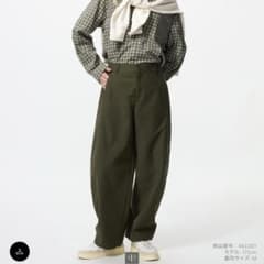 ユニクロ ジャージーバレルレッグパンツ オリーブ Mのサムネイル