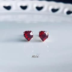 ≪14kgf≫vintage swarovski ハートピアス　シャムのサムネイル