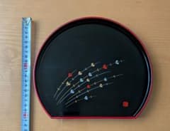 蝶々柄 半月盆 漆器風 ５枚セットのサムネイル