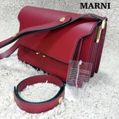 極美品✨MARNI トランク ミディアム M ショルダーバッグ カーフスキン 赤