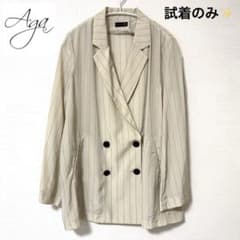 試着のみ】Aga アーガ キュプラ ストライプ ダブルジャケット ヤマダヤ 