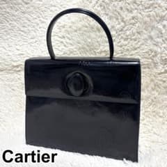 Cartier ハッピーバースデー ハンドバッグ レザー エナメル ロゴ型押し 