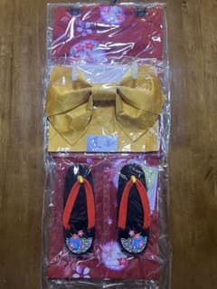 【新品未使用】高級変わり織り バンブー浴衣 3点セット（浴衣・作り帯・下駄）のサムネイル