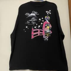 和柄 刺繍 Tシャツ ブラック メンズのサムネイル