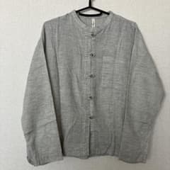 Cloud Nine Double Gauze Loop Button Stand Collar Shirt, Light Gray