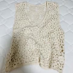 【新品•未使用】クロシェ編み ベスト ジレ ビスチェアイボリー　Mのサムネイル