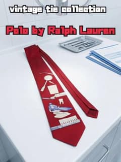 【希少】80s-90s ラルフローレン ヴィンテージネクタイ デンタル柄 シルクのサムネイル
