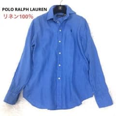美品　ポロラルフローレン　現行タグ　リネン100％　長袖シャツ　ブルー　M 美品 ポロラルフローレン 現行タグ リネン100％ 長袖シャツ ブルー M
