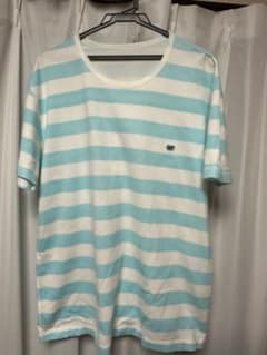 PAPAS パパス　水色白ストライプ 半袖Tシャツ LLのサムネイル