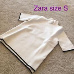 お値下げ♪ ZARA 半袖ニット　ホワイトのサムネイル
