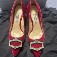 PRADA レッドベルベット ハイヒールのサムネイル