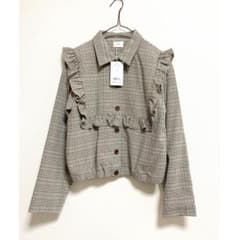 merry jenny 新品 ブラウン フリルチェックジャケット - メルカリ