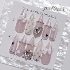 No.15 ネイルチップ 量産型 韓国系 フレンチガーリー スナ系 - メルカリ