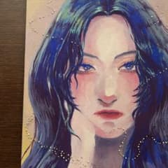 オリジナルイラスト　アクリル画　ブルーヘア　女の子F4のサムネイル