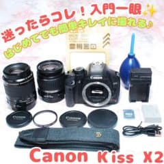 ✨Canon Kiss X2✨運動会OK望遠付 Wレンズ 初心者かんたん一眼 - メルカリ
