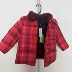 新品:jacadi 4A（104cm） 赤チェック柄　コート　ダウンのサムネイル