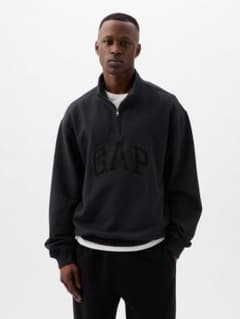 ハーフジップ スウェット ロゴ ギャップ gap 黒 ブラック 裏起毛 新品 