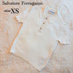 Salvatore Ferragamo リブニット ポロシャツ シルバーボタン Salvatore Ferragamo リブニット ポロシャツ シルバーボタン - メルカリ