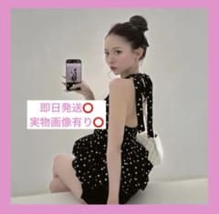【即日発送】elmyu ribbonドットペプラムトップス 可愛い セクシー Sのサムネイル