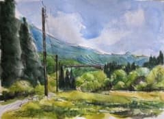 K*O様 長野県熊坂からの初夏の風景 水彩画 原画 額装付き 2L判のサムネイル