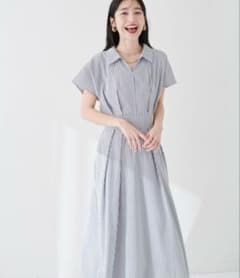 ⭐︎最終値下げ⭐︎natural couture涼しげスキッパー衿お上品ワンピースのサムネイル
