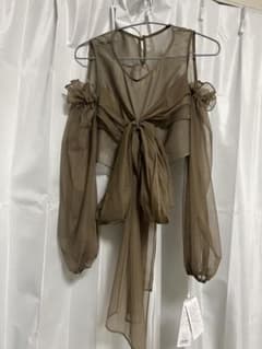 リボン チュール トップス M