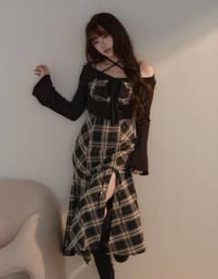 BunnyLis リボンファーボレロ×チェックロングワンピのサムネイル
