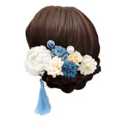 Thumbnail of 髪飾り 9点セット成人式 結婚式 七五三 卒業式 和装 夏祭り ブルー