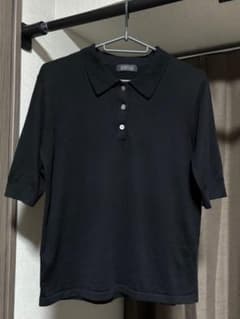 BARNEYS NEW YORK ブラック コットンポロシャツ 半袖 - メルカリ