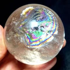 超大玉　62mm 虹入りゴールドルチルクォーツ　丸玉　スフィア　金針水晶のサムネイル