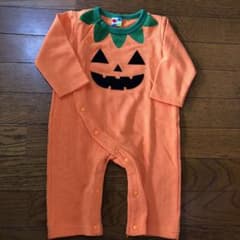 【ちー様専用】ハロウィン　かぼちゃロンパース 80のサムネイル